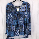 XL Printed tie front l/s