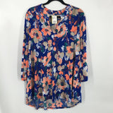 XL Flo print v-neck 3/4 slv tunic