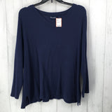 2X Waffle knit v-neck l/s top