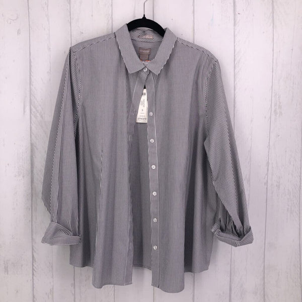 R79 3((XL) Striped button down l/s blouse