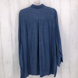 3(XL) Ruffled denim button down l/s tunic