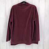 XXL Velour ribed cowl-neck l/s pullover