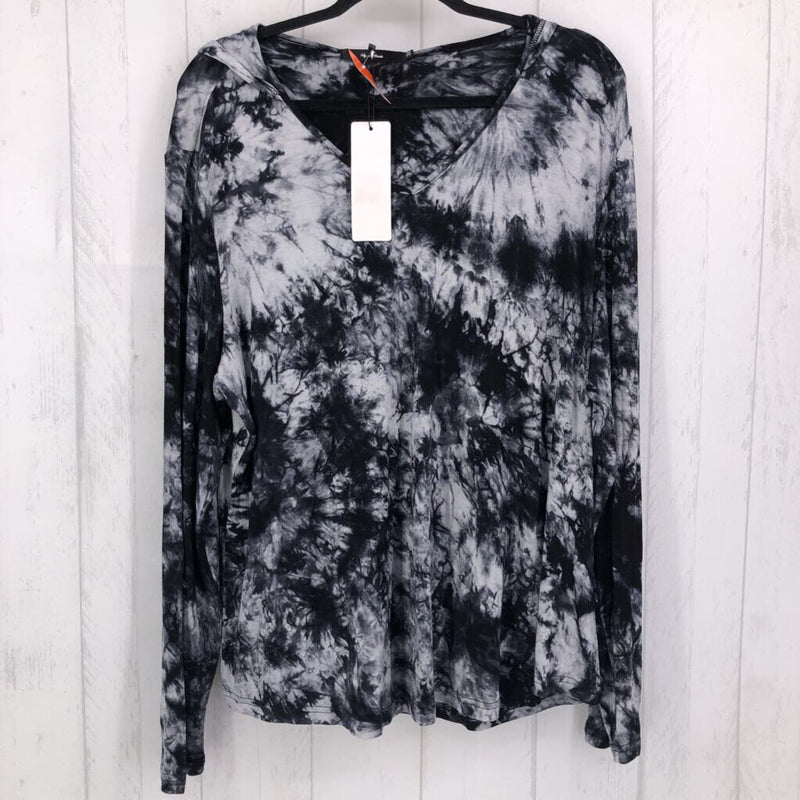 3X Tie dye hooded l/s top