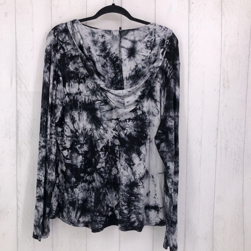 3X Tie dye hooded l/s top