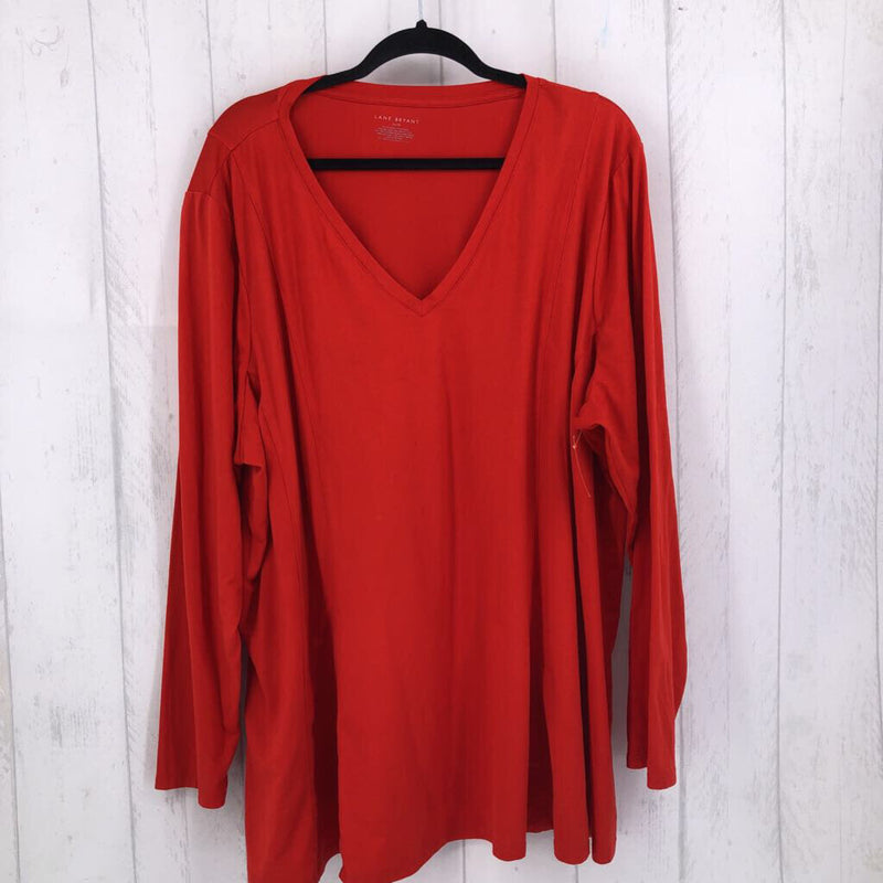 26/28 V-neck swing hem l/s top