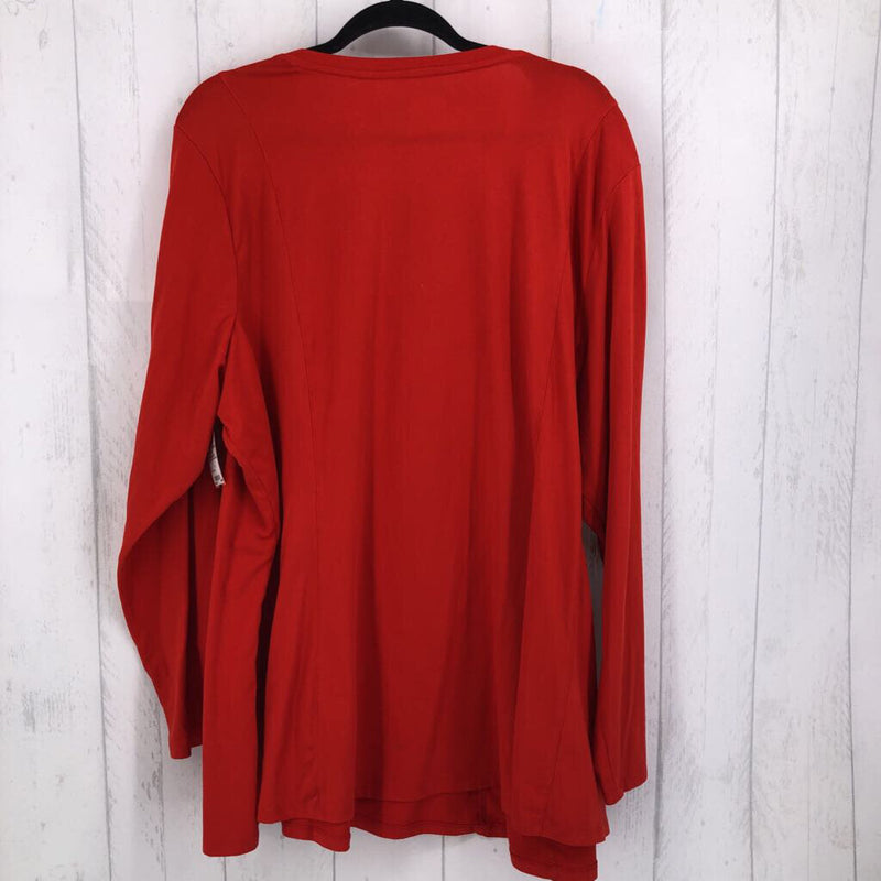 26/28 V-neck swing hem l/s top