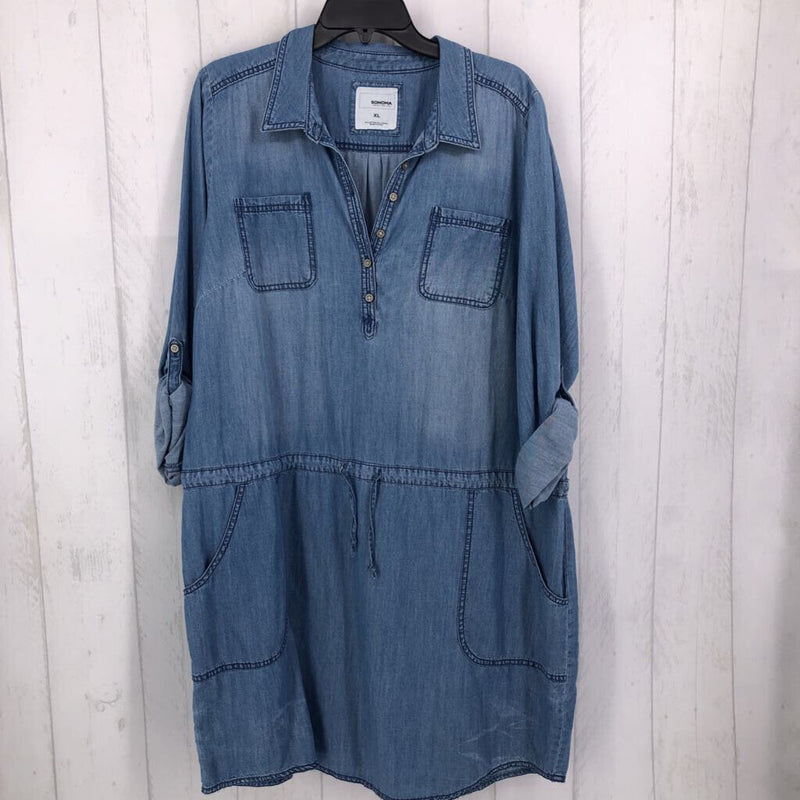 XL Denim tie waist dress