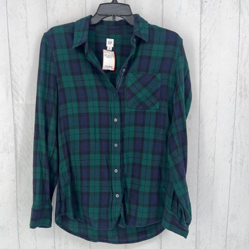 S Plaid button down l/s top