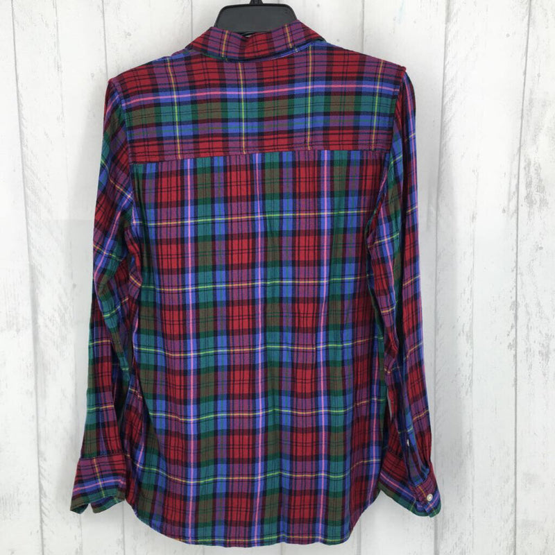 S Plaid button down l/s top