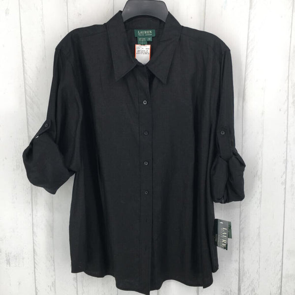 2X 100% linen button down l/s top