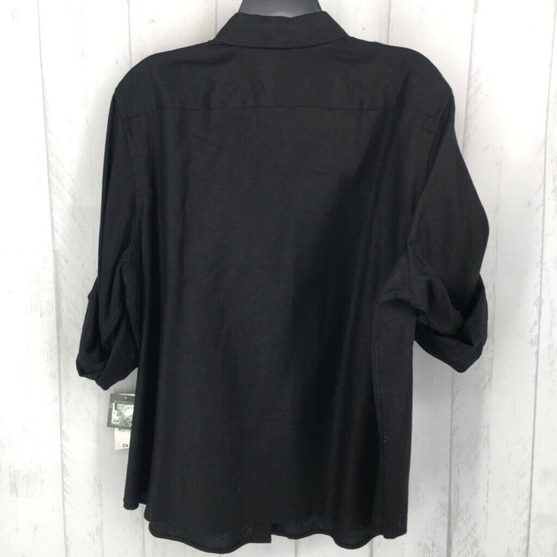 2X 100% linen button down l/s top