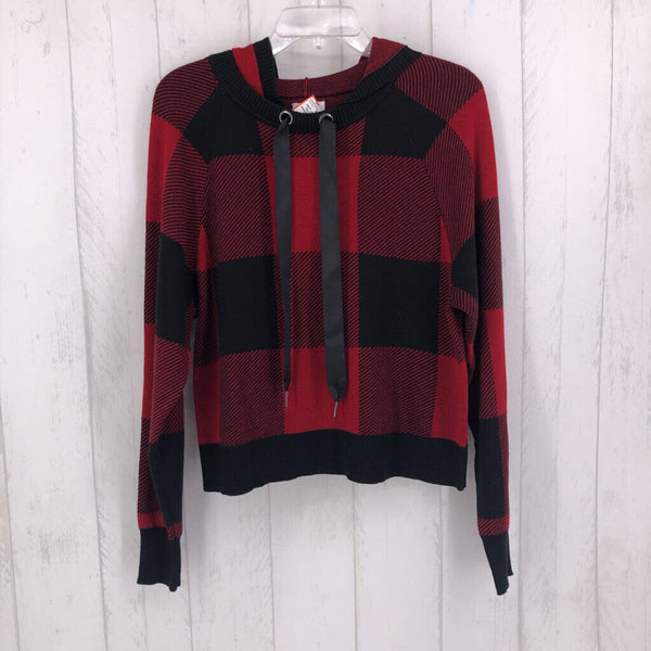 S Hooded plaid sweater