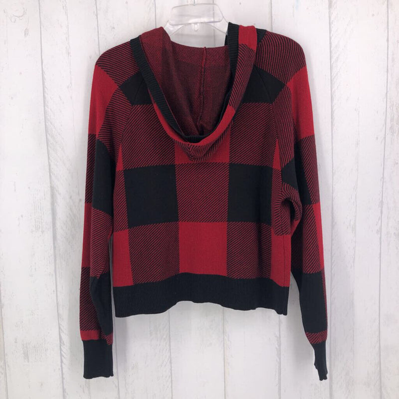 S Hooded plaid sweater