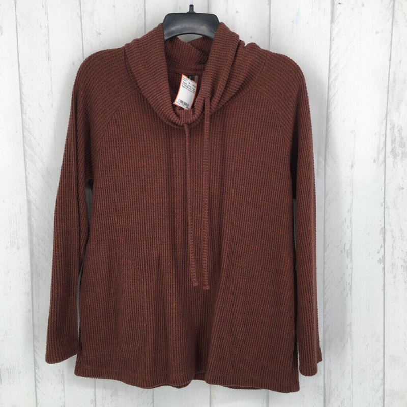 M Waffle knit coel neck l/s top