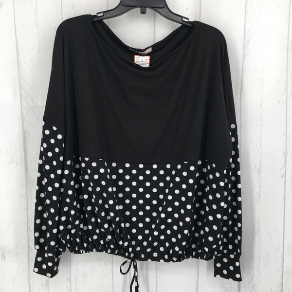 XL Tie hem polka dot l/s top