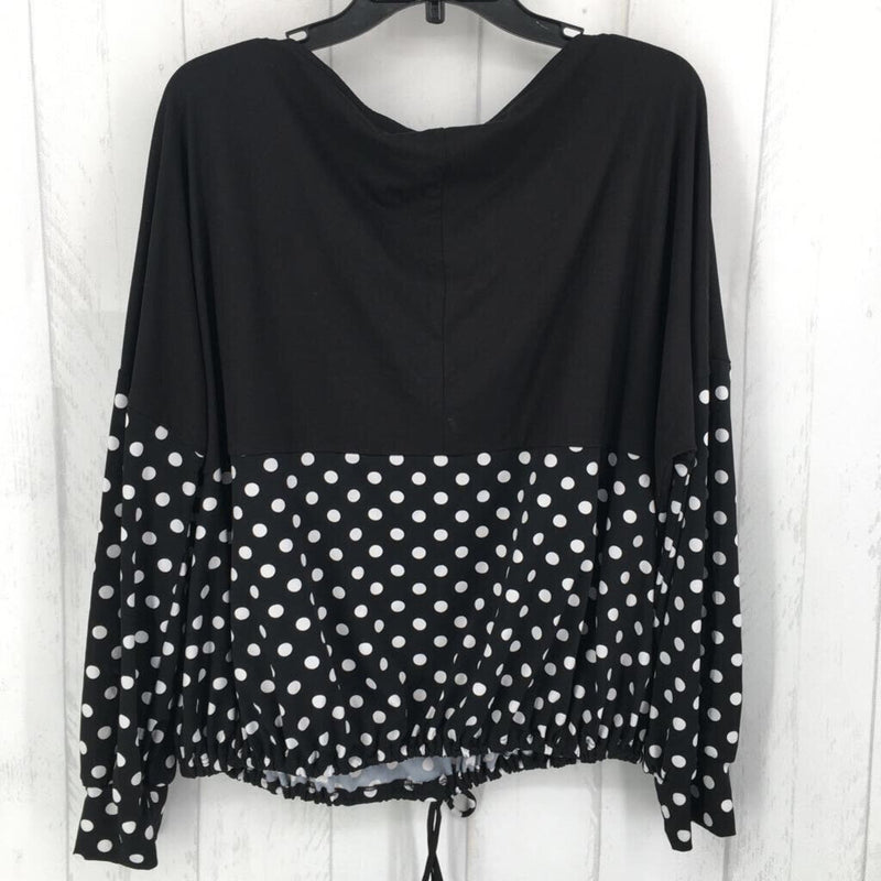 XL Tie hem polka dot l/s top