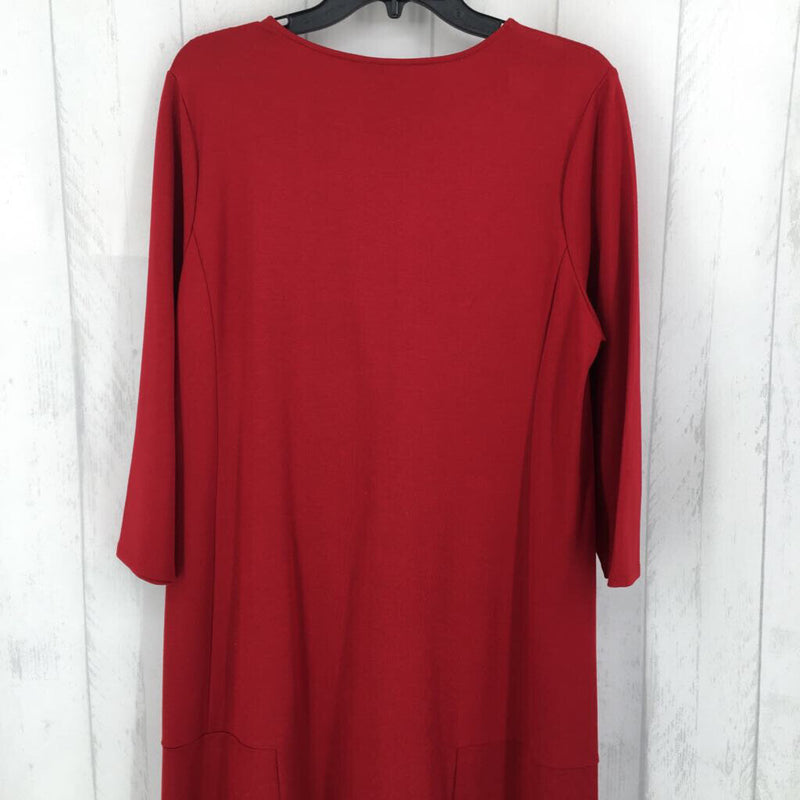 M 3/4 slv swing hem dress