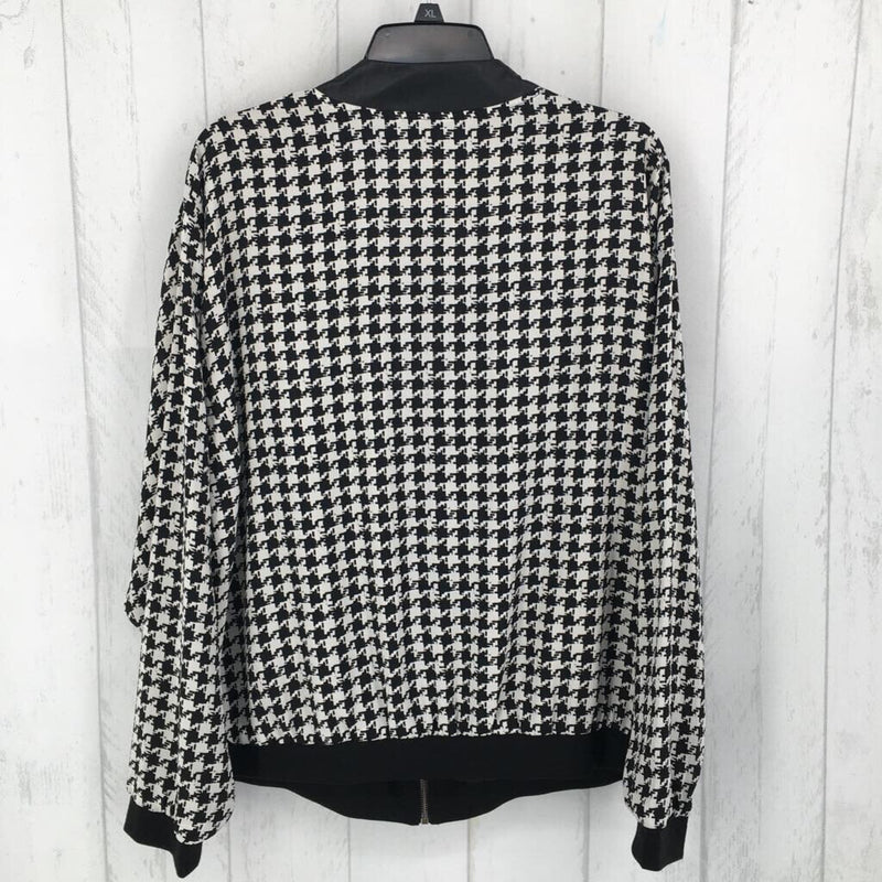 XL Houndstooth print zip up jacket