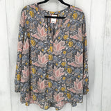 2X Paisley print 1/2 button down l/s top