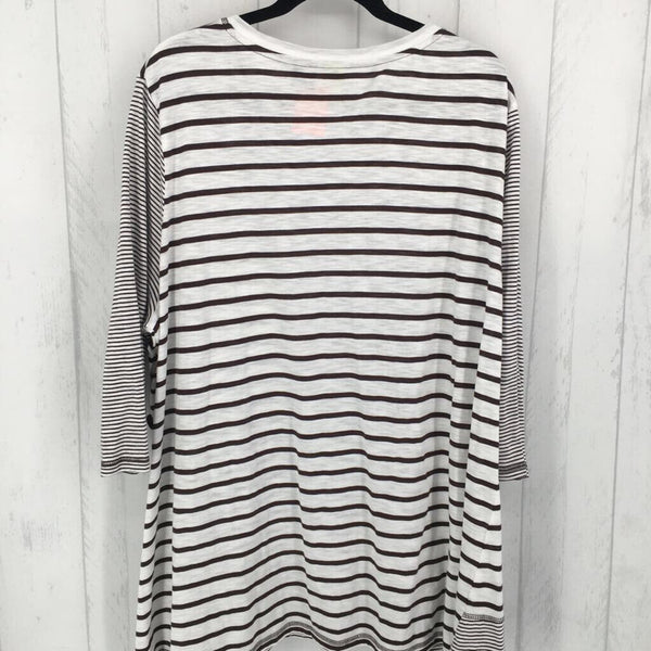 3X Striped 3/4 slv v-neck tunic