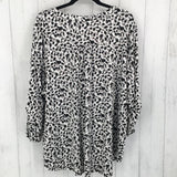 3X Animal print pleated front elbow slv top