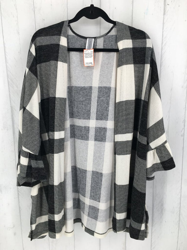 XXXL Plaid ruffle slv cardigan