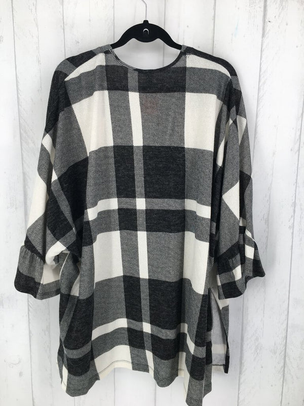 XXXL Plaid ruffle slv cardigan