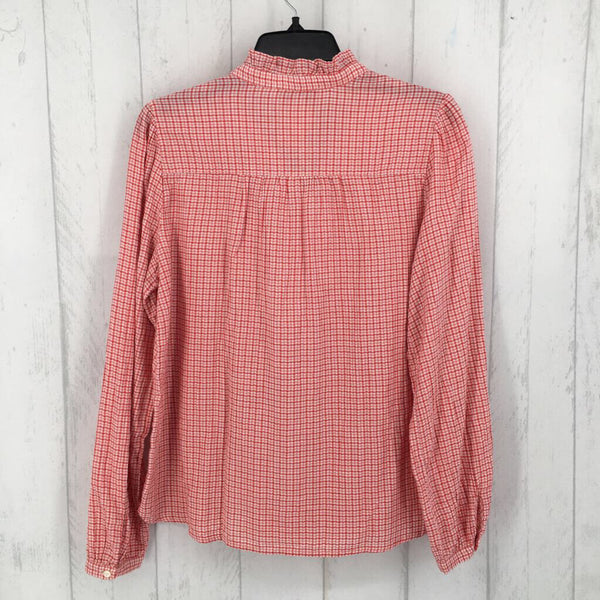 R64 S Plaid ruffle button down l/s top