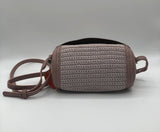 crochet/leather barrel crossbody