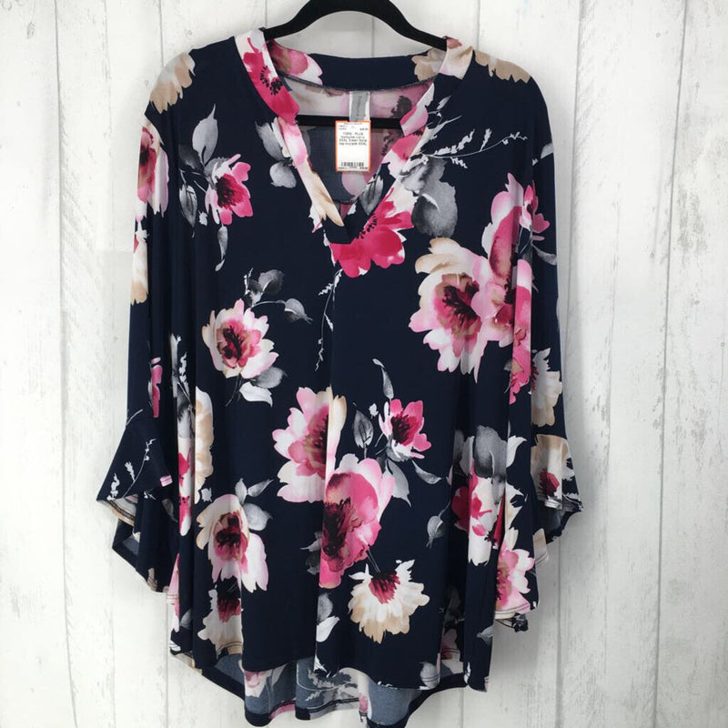 XXXL 3/4slv floral top