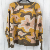 L Camo print button up sweater