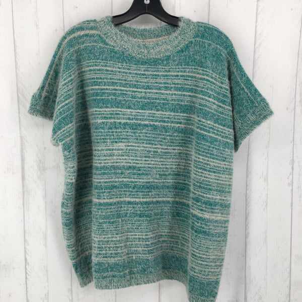 O/S Striped fuzzy s/s sweater