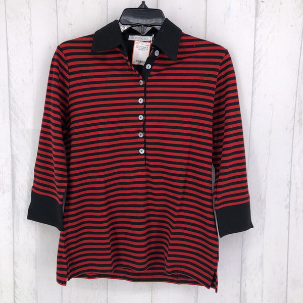 S 3/4 slv stripe top