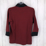 S 3/4 slv stripe top