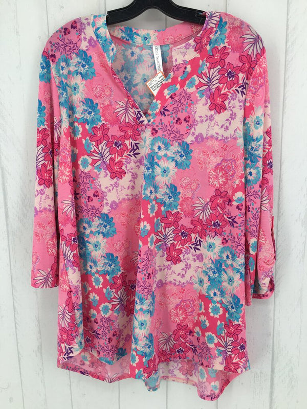 XL Flo print tab slv tunic