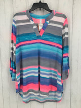 M Striped tab slv tunic