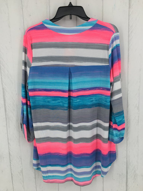 M Striped tab slv tunic