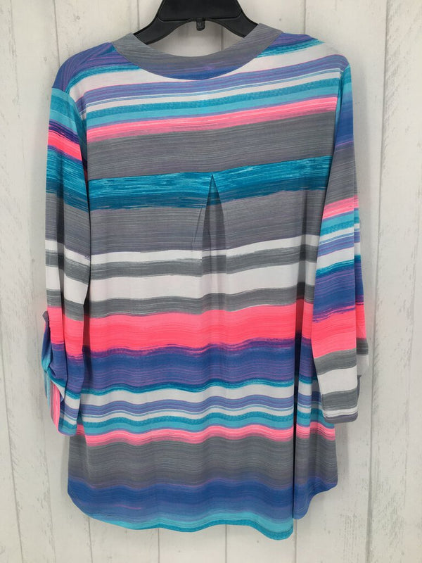 L Striped tab slv tunic