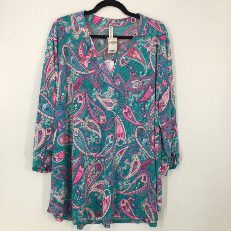 3X Paisley print tab slv tunic