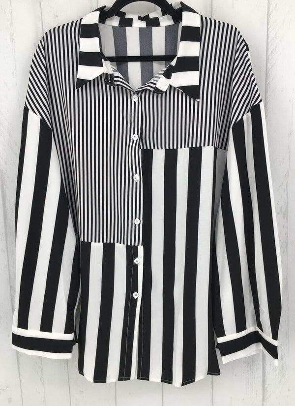 4XL Striped button down l/s top