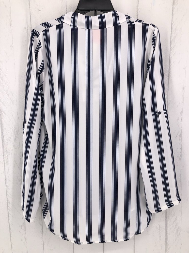 L Striped tie front l/s top