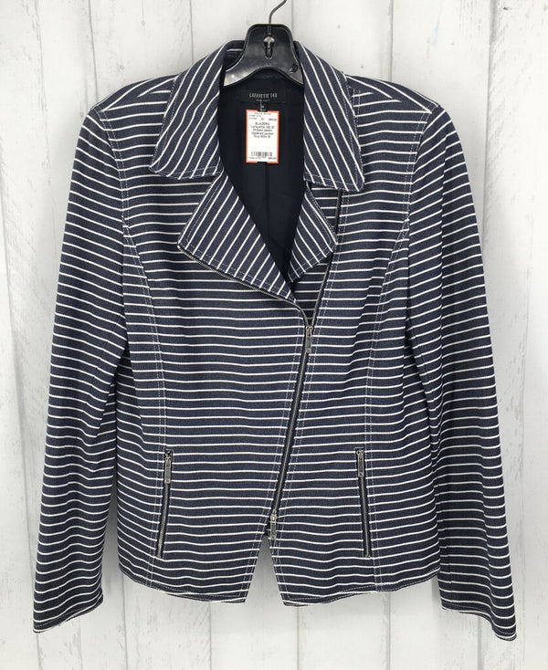 10 Striped denim zippered jacket