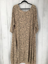 3X Printed 3/4 slv swing hem dress