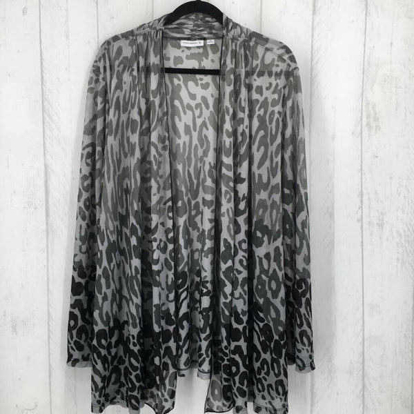 3X Animal print sheer open cardiagn