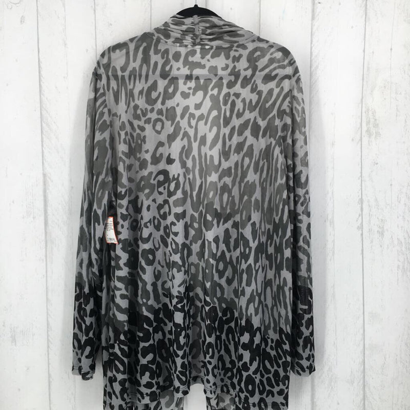 3X Animal print sheer open cardiagn