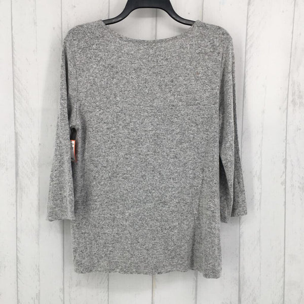 M Marled knotted hem 3/4 slv top