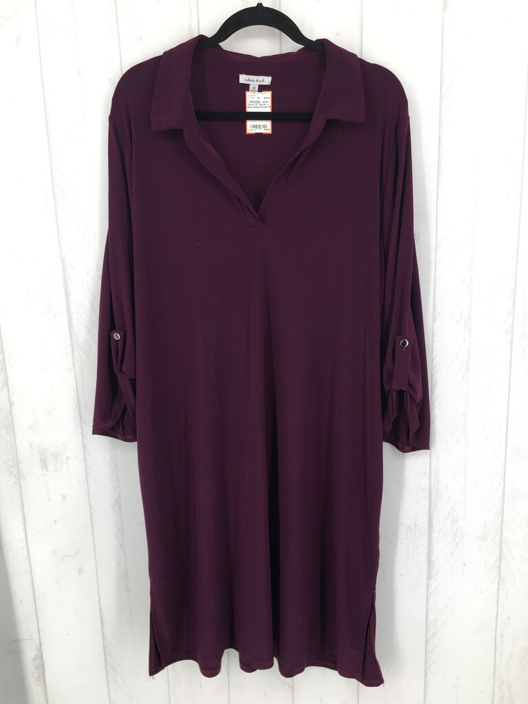 1X Tab slv v-neck dress