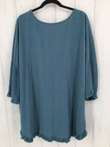 2XL Raw hem elbow length top