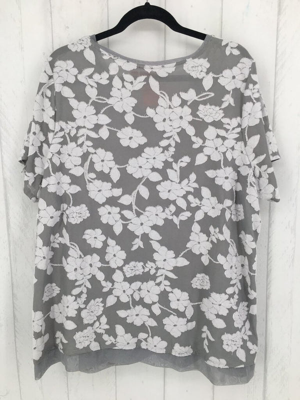 2X Flo print v-neck s/s top