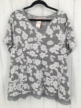 2X Flo print v-neck s/s top